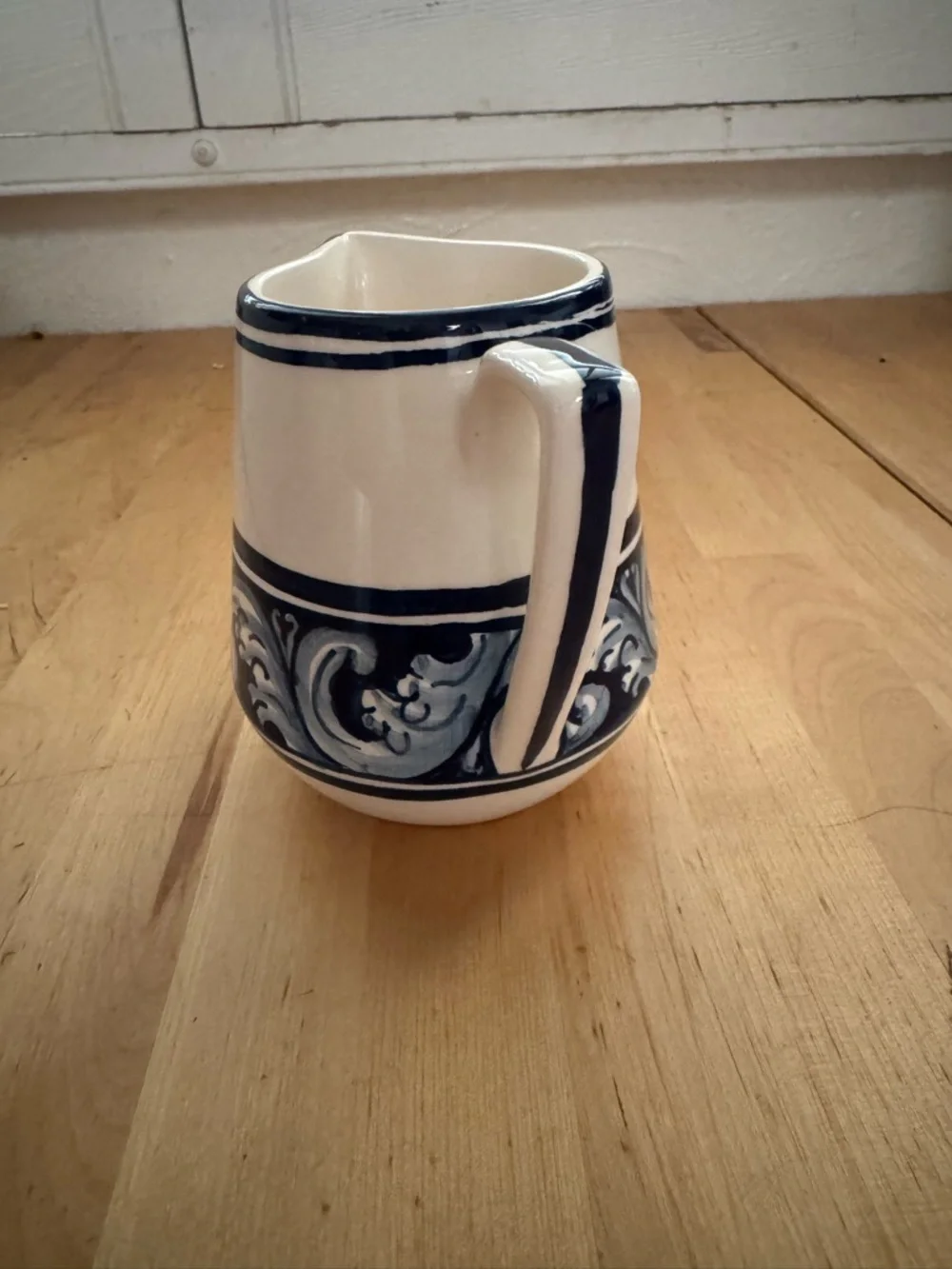 Williams Sonoma Blue and White Ceramic Creamer